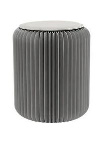 Paperflow faltbarer Sitzhocker, Wabenkarton, Sitzkissen aus Kunstleder, Ø 300 mm x H 420 mm, bis 300 kg, grau