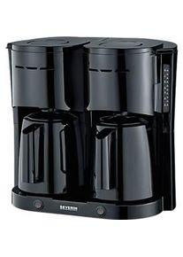 Severin Kaffeemaschine Duo 2in1 KA 9315, 2 getrennte Heizsysteme, 2 Thermoskannen mit Durchbrühdeckel, Tropf‑Stopp, Abschaltautomatik, B 395 x T 255 x H 365 mm, schwarz