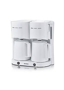 Severin Kaffeemaschine Duo 2in1 KA 9314, 2 getrennte Heizsysteme, 2 Thermoskannen mit Durchbrühdeckel, Tropf‑Stopp, Abschaltautomatik, B 395 x T 255 x H 365 mm, weiss