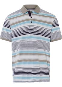 Herren Kurzarm-Poloshirt weiss-grau-geringelt
