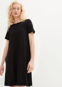 Baumwoll-Shirtkleid aus Flammgarn in schwarz, Gr&ouml;sse 40/42 (M), 100% Baumwolle, bonprix
