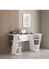 GOODproduct , Schreibtisch »Ezzell« Set, Regalschreibtisch mit Ablagen, modernes Design, Breite 137 cm , weiss , Masse (B/T/H): 137 / 60 / 73 cm