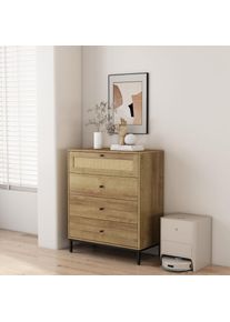 Kombikommode »Motala Sideboard Wäscheschrank ein BOHO Design Bestseller Kommode« Eichen-Design mit Geflecht Schublade und schwarzen Griffen ,...