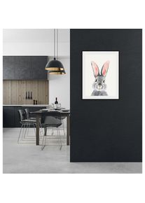 Bild »Olaf« Haustiere Kunst 1 Stk. tlg. HD Premium Poster-Druck inkl. Holzrahmen , rosa , queence