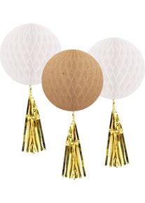 Amscan 3 boules nid d'abeille avec pompon 30cm