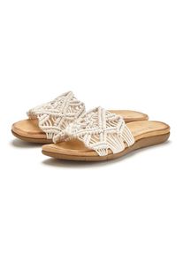 Lascana , Damen , Pantolette Mule, Sandale, offener Schuh mit modischem Häkelmuster VEGAN , beige , Pantolette mit modischen Cut-Outs
