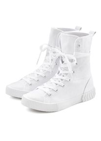 Lascana , Stiefelette im Combat Look, High Top Sneaker, Schnürschuh, Textil-Boots , weiss , Textilschuhe, Stoffschuhe mit trendiger Schnürung