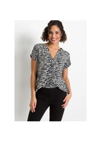 bonprix , Damen , Tunika , schwarz , Tunika mit modernem Henley-Kragen für einen stilvollen Look