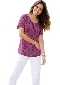 Damen Schlupfbluse mit Millefleurs fuchsia-jeansblau-bedruckt