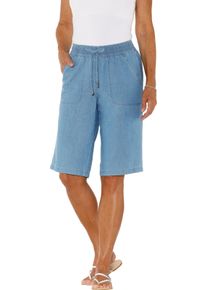 Damen Jeansbermudas mit gesmoktem Dehnbund grey denim