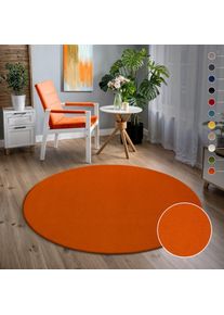 Teppich »Uni« rund 13 mm Höhe robuster Kurzflorteppich, grosse Farbauswahl, Wohnzimmer, alle Räume , orange , Sanat , Obermaterial: 100% Polypropylen