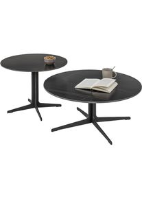 Couchtisch »LENA« rund Keramik Schwarz, Tisch mit Gestell in schwarz , schwarz , Stolkom