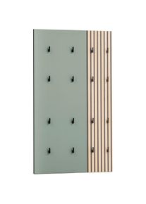 Welltime , Garderobenpaneel »Alexa, Breite 73 cm made in Germany« Mit Akustikprint, 16 Kleiderhaken , grün , Schmales Paneel mit Akustikprint