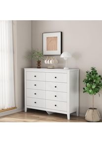 Schubkastenkommode »Borkum Sideboard mit 8 Schubladen Bestseller Landhaus weiss« schwarze Griffe aus Metall , GOODproduct