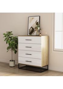 Schubkastenkommode »Lucca Sideboard mit schwarzen Griffen 4 Schubladen Kufengestell« Hochwertige Hochglanzfronten in weiss , GOODproduct