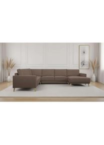 Wohnlandschaft »Oland Skandi, weicher Chenille-Stoff« U-Form, 342 cm, Wellenunterfederung, Skandi-Design, Massivholzfüsse , GOODproduct , 100%...