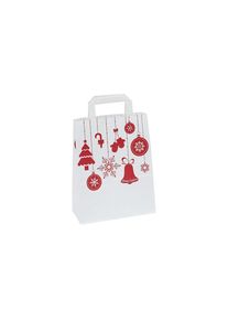 Papiertragetasche Weihnachten, wei&szlig;/rot gemustert, VE 25 Stk, LxBxH 220 x 105 x 280 mm, ab 20 VE ratioform