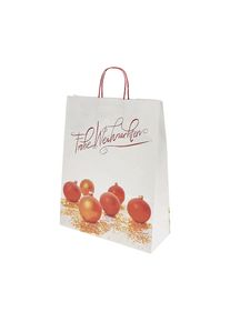 Sac en papier avec boules de No&euml;l, L x l x h 320 x 140 x 420 mm, lot de 25, blanc, &agrave; partir de 20 lots ratioform