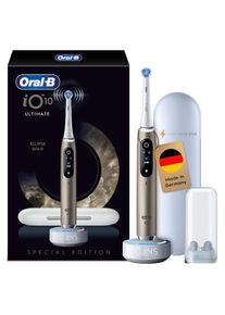 Oral-B, Elektrische Zahnbürste »iO Series 10« 1 Stk. Aufsteckbürsten inkl. 1 Aufsteckbürste, iO Sense Schnellladestation, Lade-Reise-Etui, gold, weiß,