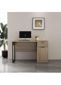 GOODproduct , Schreibtisch »Aspea« Set, mit Schublade, ausreichend Stauraum, moderne Rillenoptik, B. 120 cm , schwarz , Masse (B/T/H): 120 / 60 /...