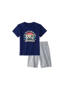AUTHENTIC LE JOGGER , Kinder,Jugendliche , Pyjama, 2 Stk. Schlafanzug mit grossem Gaming - Print vorn , blau , Kurzer Pyjama für Kids