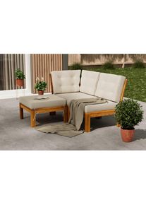 Ambia Garden Loungegarnitur , Akaziefarben, Beige , Holz, Textil , Akazie , vollmassiv , F&uuml;llung: Komfortschaum,Komfortschaum , S&auml;ule , Gartenm&ouml;bel, Loungem&ouml;bel, Gartenlounge-Sets