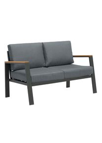 Ambia Garden Loungesofa , Anthrazit, Grau, Naturfarben , Holz, Metall, Textil , Eukalyptusholz , massiv , F&uuml;llung: Komfortschaum,Schaumstoff, Polyester , 132x74x75 cm , Gartenm&ouml;bel, Loungem&ouml;bel, Outdoor-Sofas
