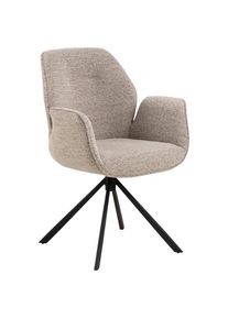 Mid.you Armlehnstuhl , Braun, Beige , Textil , Sternfuss , 60.5x90x62 cm , Sitzfläche 360° drehbar , Esszimmer, Stühle, Polsterstühle