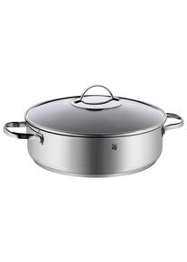 WMF Schmorpfanne , Silberfarben , Metall , 5 l , rund , backofengeeignet, rostfrei, antihaftbeschichtet, ergonomischer Griff , Kochgeschirr, Pfannen, Bratpfannen