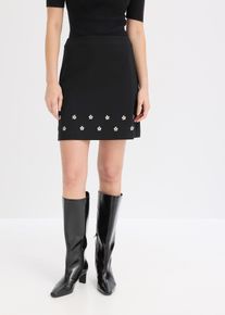 Minirock aus Baumwolle in schwarz, Gr&ouml;sse 48, bonprix