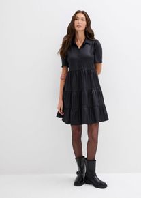Minikleid aus gl&auml;nzendem Material in schwarz, Gr&ouml;sse 40/42 (M), bonprix