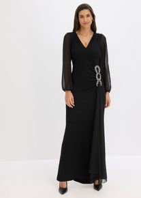 Maxikleid mit Strassstein-Applikation in schwarz, Grösse 36, bonprix