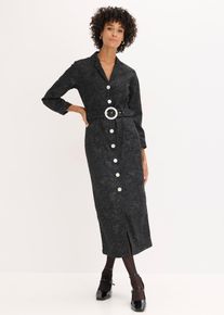 Twillkleid mit G&uuml;rtel (2-tlg.-Set) in schwarz, Gr&ouml;sse 36, 97% Baumwolle, bonprix