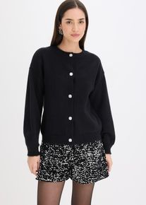 Strickjacke mit dekorativen Kn&ouml;pfen in schwarz, Gr&ouml;sse 36/38 (S), bonprix