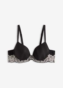 Schalen-BH mit zweifarbiger Spitze in schwarz, Gr&ouml;sse 95B, bonprix