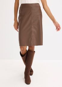 Trendiger Lederimitat-Bleistiftrock in braun, Grösse 46, bonprix
