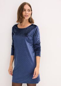 Robe en velours en bleu, Taille 40/42 (M), Couleur/Motif: bleu fonc&eacute; m&eacute;tallique, bonprix