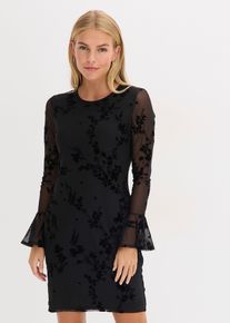 Minikleid mit Mesh in schwarz, Gr&ouml;sse 36/38 (S), bonprix