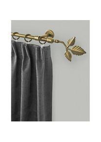 Gardinenstange »RUSTIKA« Ø 16 mm 1 läufig-läufig Wunschmasslänge rustikale Vorhanggarnitur, verlängerbar, m. Ringe, Endk. Blatt , goldfarben , GARESA