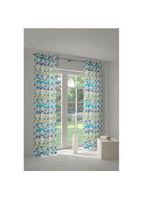 WIRTH, Vorhang &raquo;Berlare&laquo; &Ouml;sen 1 Stk. tlg. nach Mass, blau, Jacquard, Baumwolle, Polyester