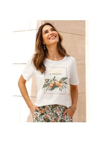 Classic Basics , Damen , Kurzarmshirt »Rundhals-Shirt«, 1 Stk. , orange , Folienprint mit Bronzeglanz