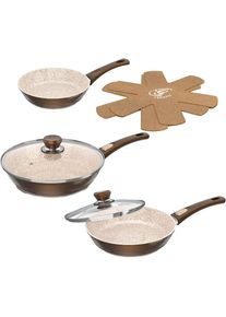 Genius Pfannen-Set »Cerafit Granit - Grand-Edition Pfanne, 7-teiliges Set« Edelstahl Set, je 1x Pfanne + Deckel 24 cm + 28 cm, 1x Pfanne 20 cm, 2x...