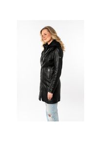 Mauritius, Unisex, Ledermantel &raquo;MWMilene&laquo; mit Nylonkapuze und Stehkragen, schwarz, S, Ledermantel von Gipsy by Mauritius, Trachtenmode