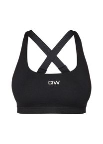 ICANIWILL, Femmes Soutien-gorge de sport, noir / blanc cassé