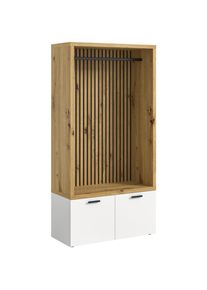 Stylife Garderobe , Weiss, Eiche Artisan , Holzwerkstoff , 106x200x47 cm , Garderobe, Garderobensets & -serien, Garderoben-Sets
