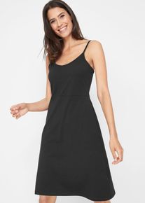 Sommer-Jersey-Kleid mit verstellbaren Trägern in schwarz, Grösse 32/34 (XS), 95% Baumwolle, bonprix