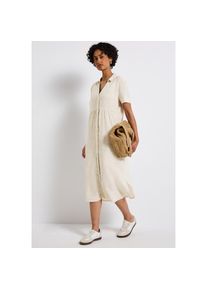 Street One , Midikleid Ohne Taschen aus Leinen und kurzarm , beige , Sommerkleid von Street One