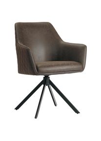 Ambia Home Armlehnstuhl , Braun, Schwarz , Metall, Textil , Flachrohr, Drehkreuz , 64x83x61 cm , Stoffauswahl, Sitzfläche 360° drehbar , Esszimmer,