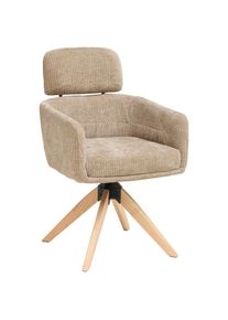 Livetastic Armlehnstuhl , Beige , Holz, Metall, Textil , Eiche, Pappel , massiv, Sperrholz , Flachrohr , 60x90x69 cm , Sitzfl&auml;che 360&deg; drehbar , Esszimmer, St&uuml;hle, Polsterst&uuml;hle
