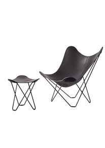 cuero Pampa Mariposa Butterfly Chair Sessel Graphit / Gestell schwarz Cureo mit Hocker